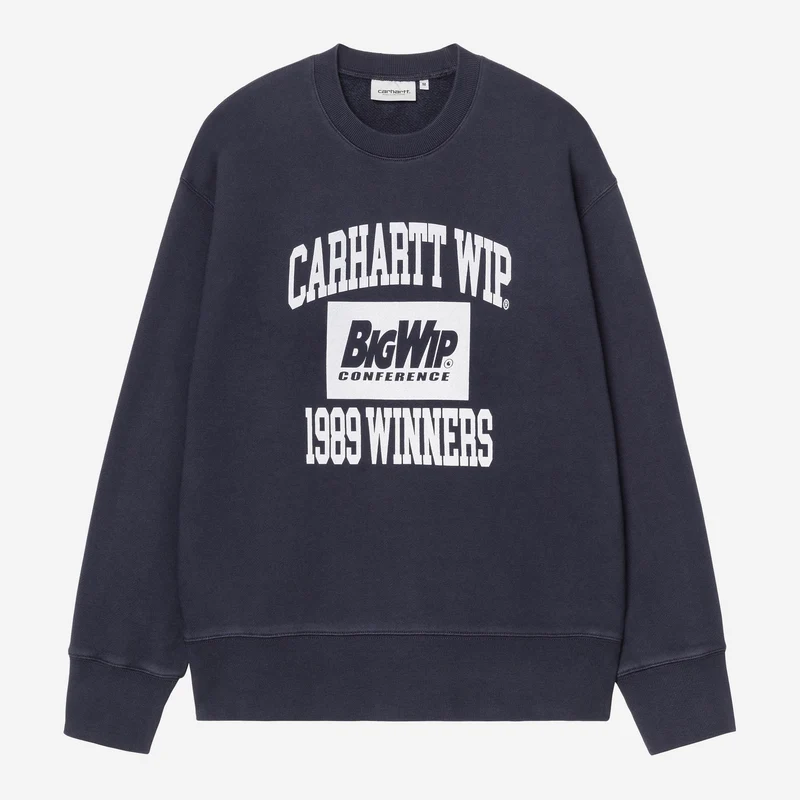 Carhartt WIP Herensweatshirt 1989 Winners | Donkerblauw, zware stonewash