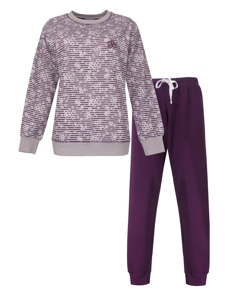 Tenderness fleece dames pyjama - Purple Flower