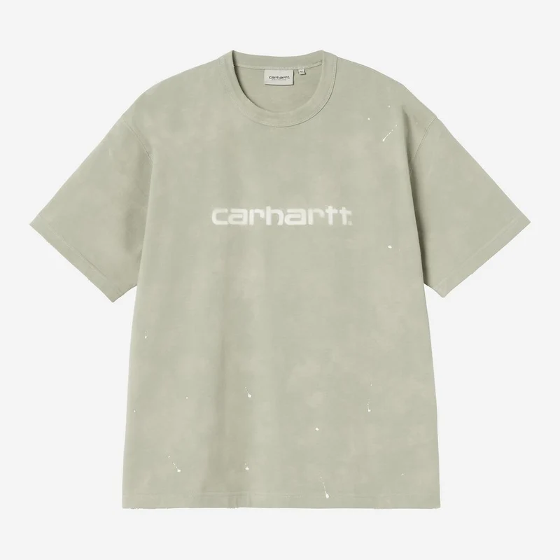Carhartt WIP T-shirt voor heren met schildersprint | Schaduwgroen Destroy Wash Splatter