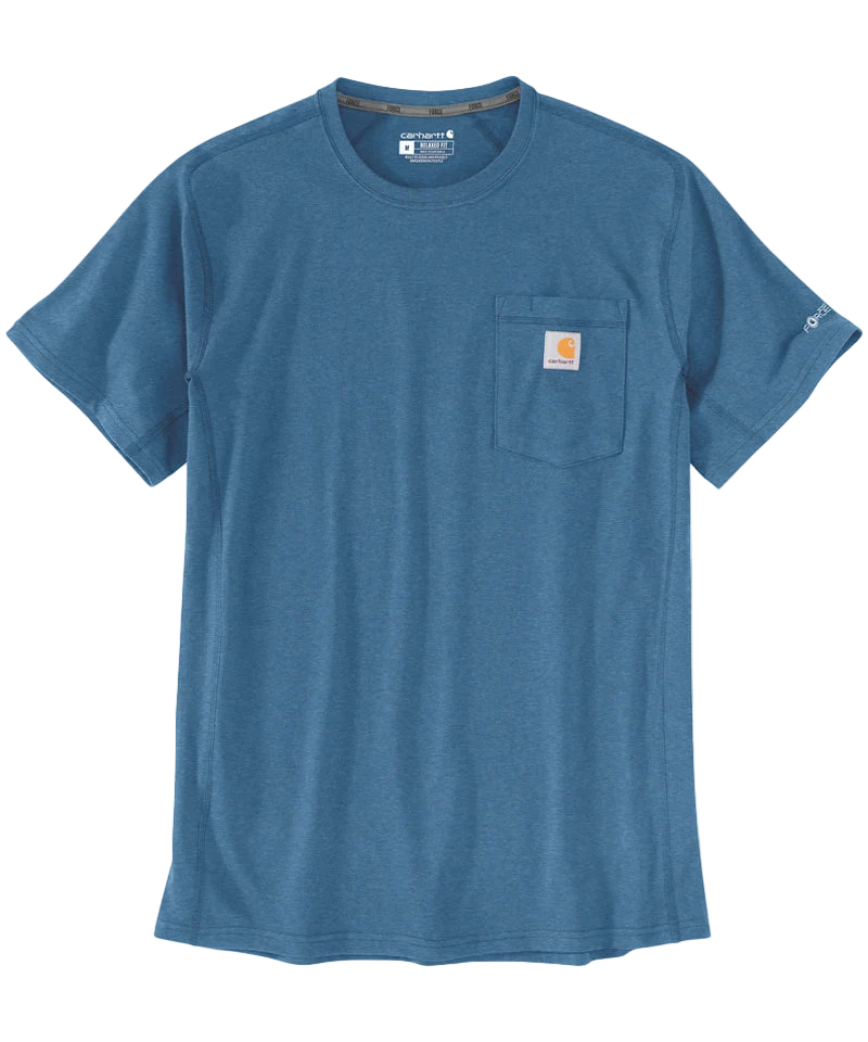 Carhartt force t-shirt met borstzak blauw relaxed fit