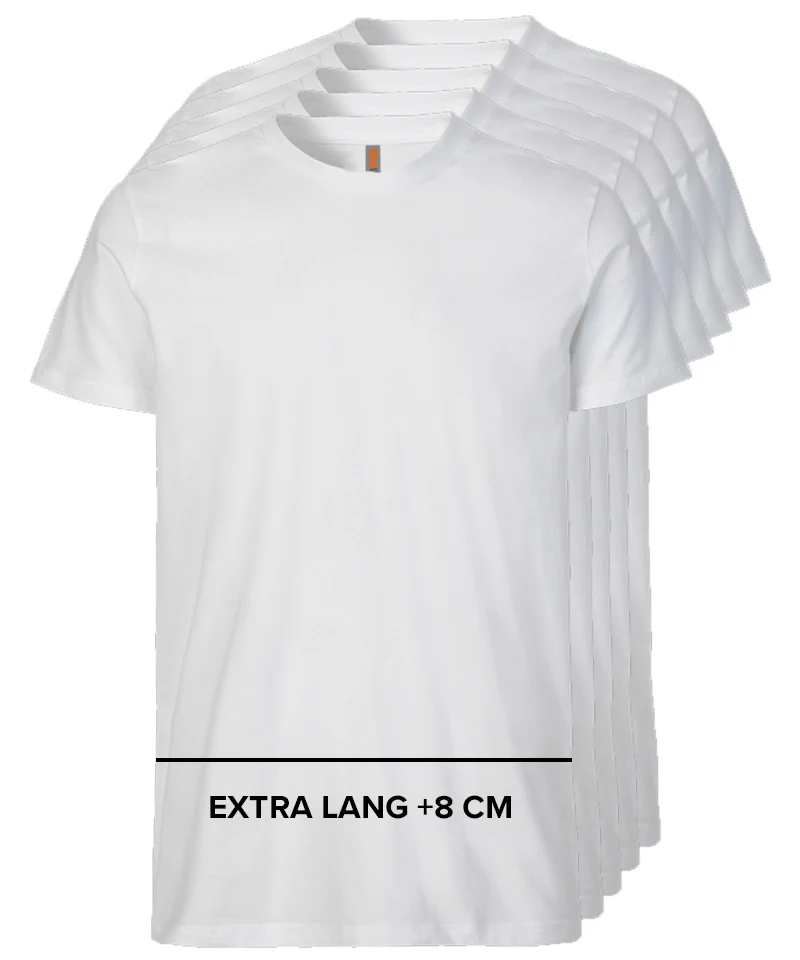 T-shirt extra lang W2wear wit 5-pack