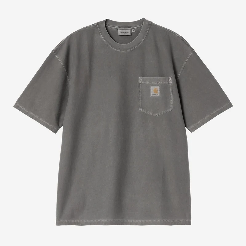 Carhartt WIP Heren T-shirt met losse zakken | Zwart, geverfd