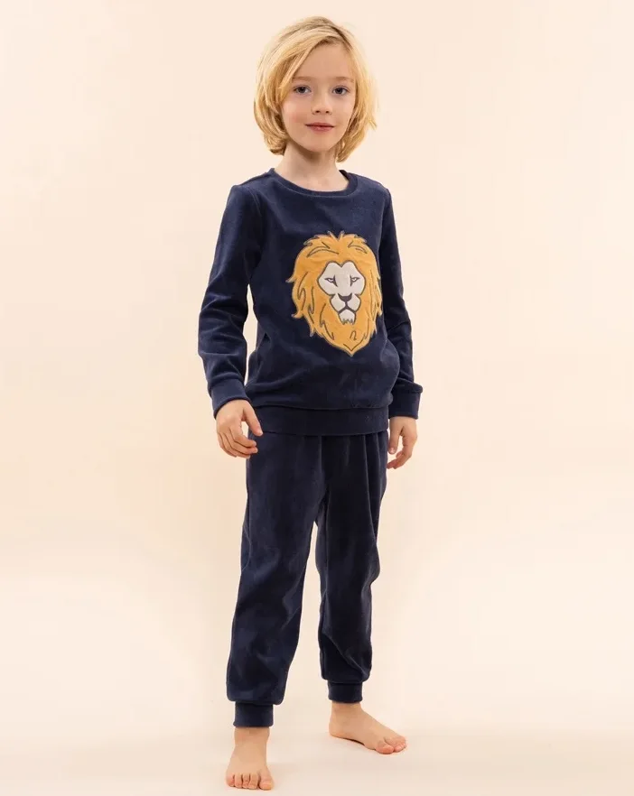 Charlie Choe velours jongens pyjama -Leeuw