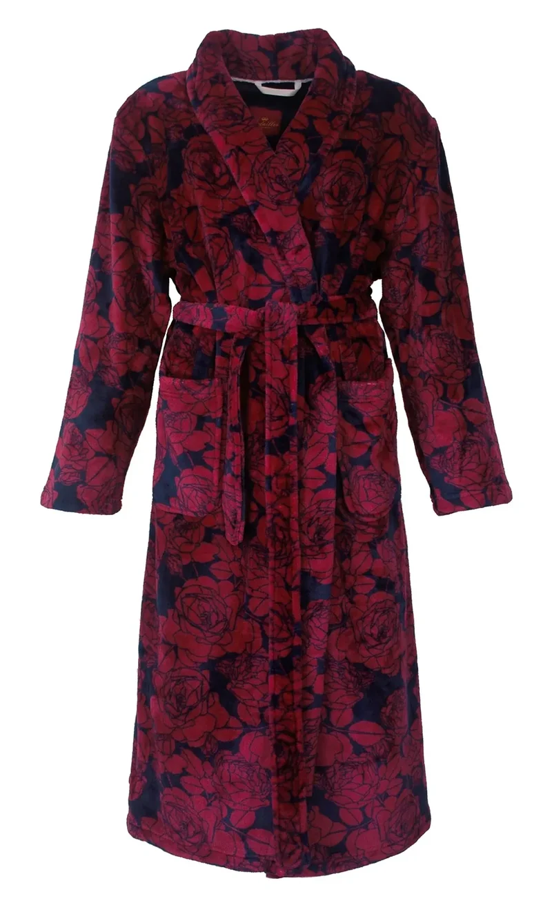 Medaillion dames badjas fleece - Red Flower