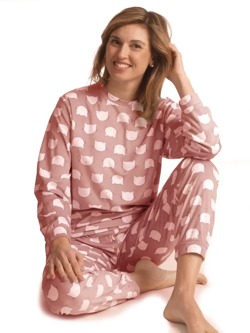Cocodream micro velours dames pyjama - Cats