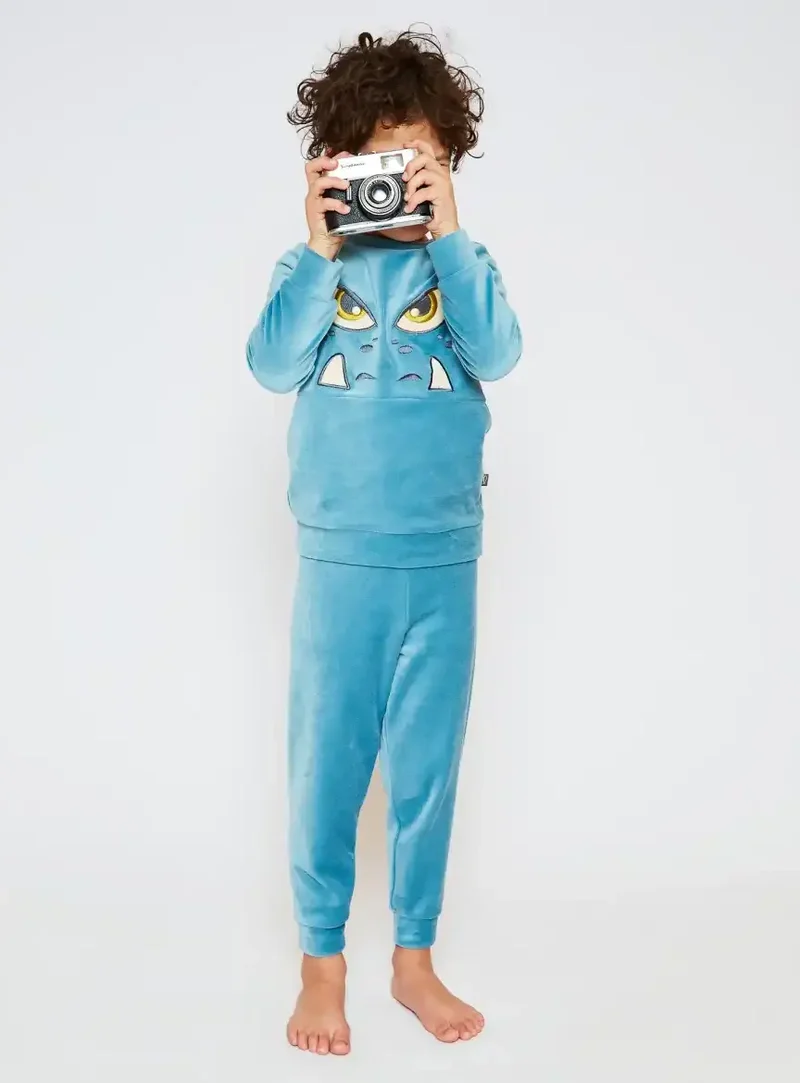 Charlie Choe velours jongens pyjama - Monster