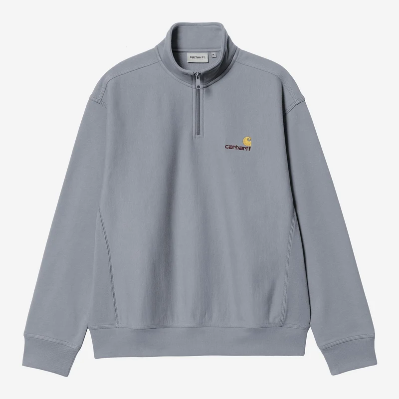 Carhartt WIP Heren halve rits American Script Sweatshirt | Schaduwblauw