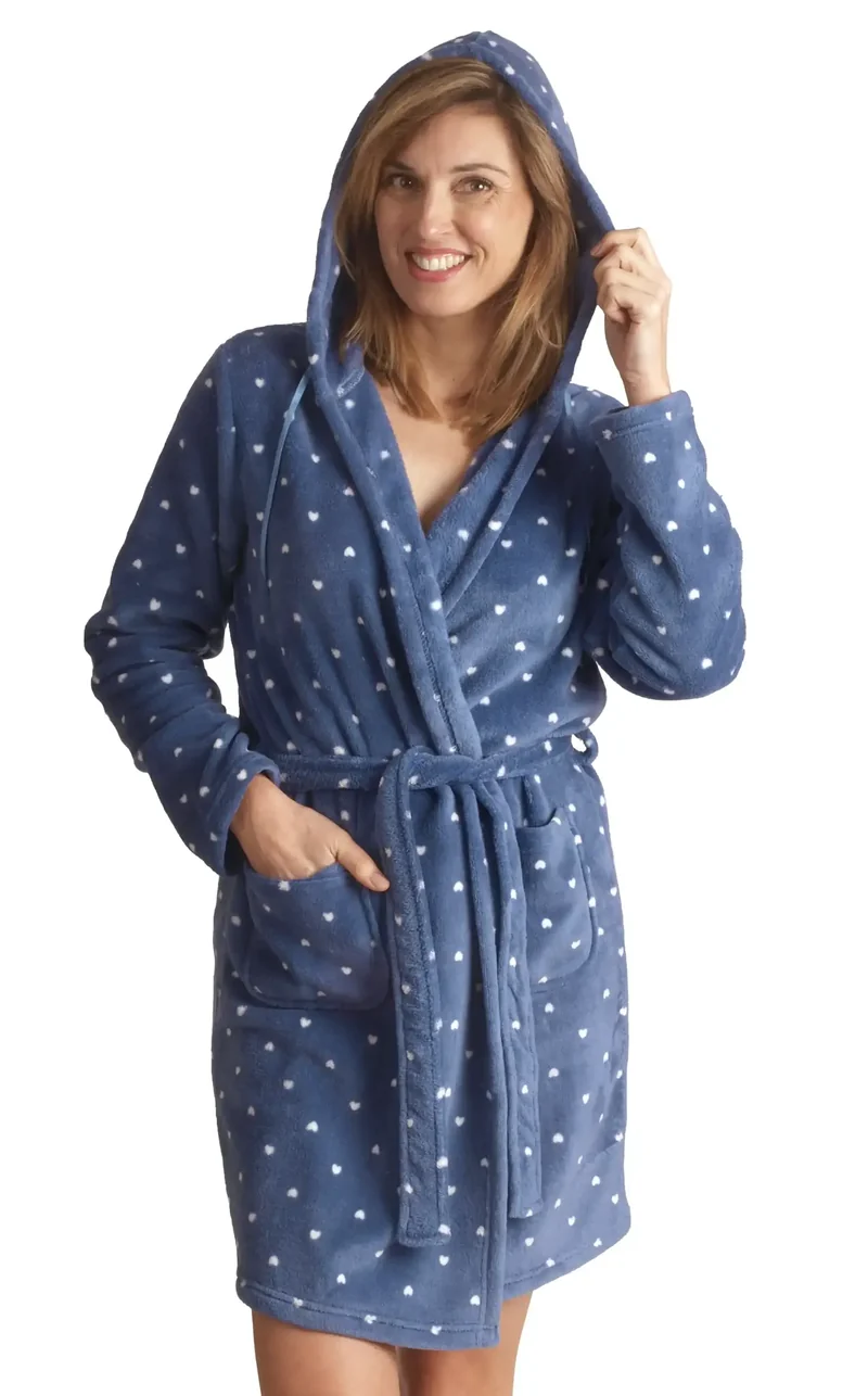 Cocodream dames badjas fleece - Stippel