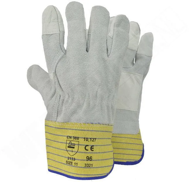 Werkhandschoenen Splitleder versterkte palm/vinger 10127