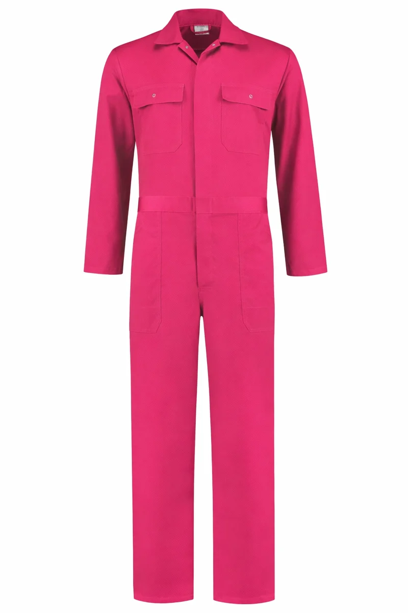 Kinderoverall polyester/katoen fuchsia