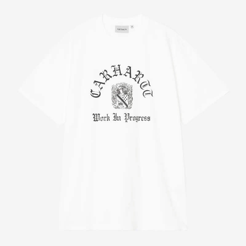 Carhartt WIP Heren T-shirt met wapenschild | Wit, zware stonewash
