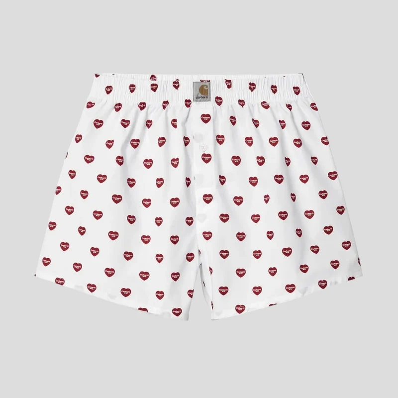 Carhartt WIP Boxershorts voor heren met opdruk | Wit met hartjesprint