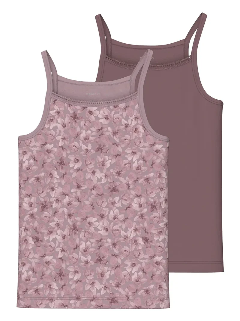 Name it 2-pak meisjes hemdjes - Mauve Flower