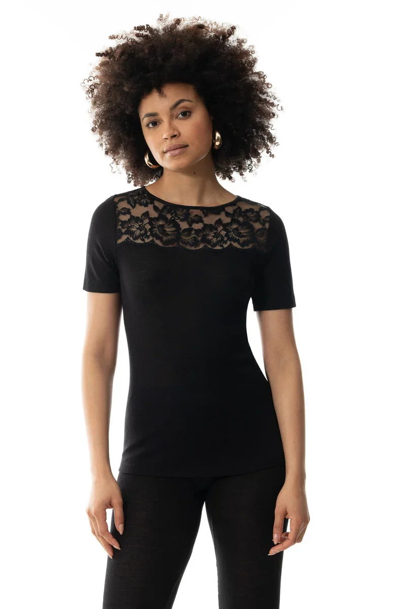 Mey Wollen Thermoshirt korte mouw dames - Kant - Wool Love