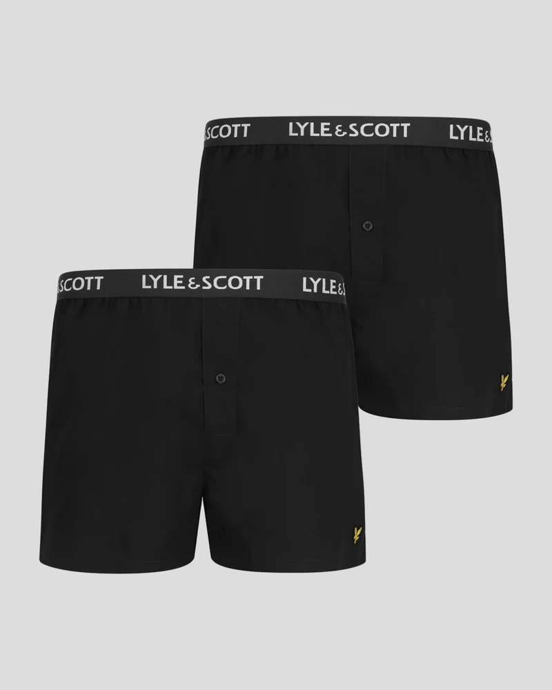 Lyle & Scott Heren Dylan boxershorts met knoopsluiting | 2 stuks | Zwart