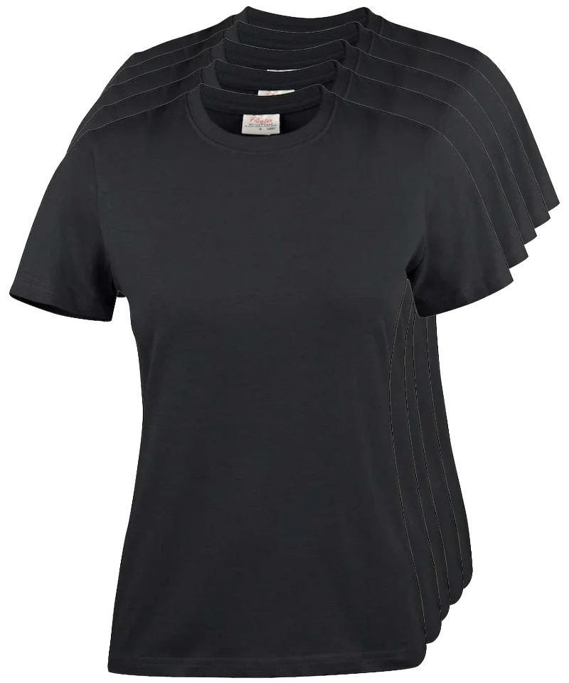 Printer Heavy T-shirt Dames Ronde hals 5 pack