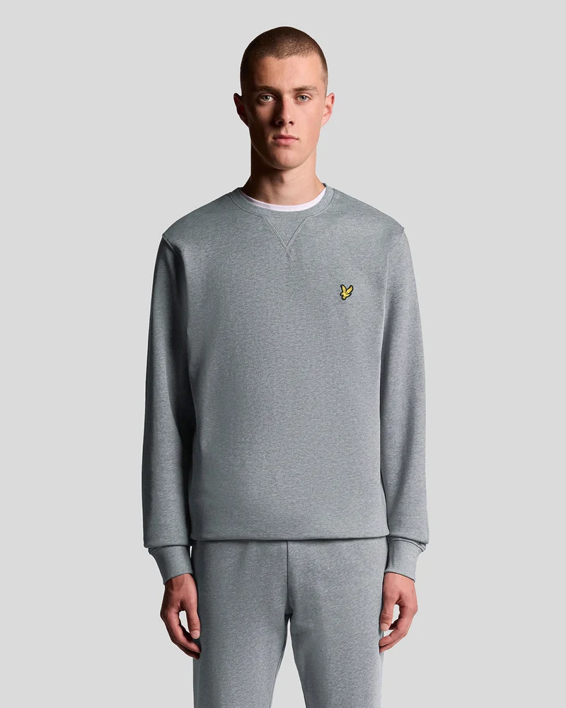 Lyle & Scott Herensweatshirt met ronde hals | Middengrijs gemêleerd