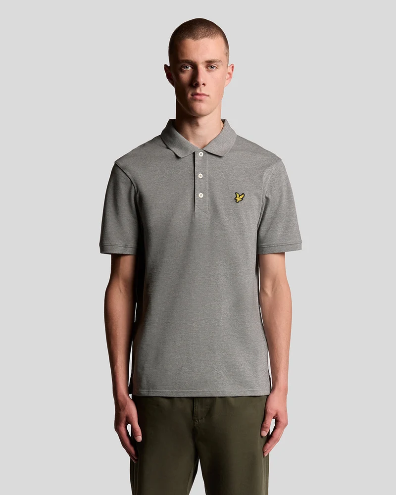 Lyle & Scott Heren katoenen poloshirt | Middengrijs gemêleerd