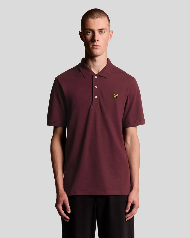 Lyle & Scott Heren katoenen poloshirt | Bordeauxrood