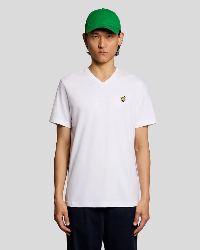 Lyle & Scott Heren katoenen T-shirt met V-hals | Wit