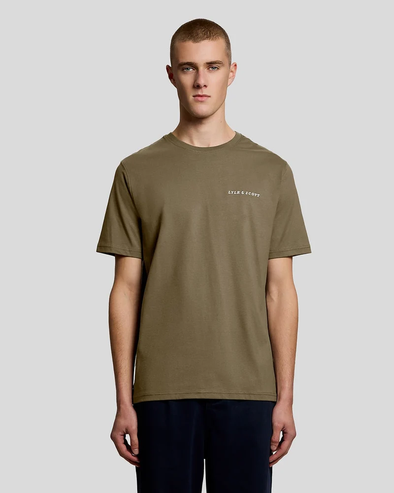 Lyle & Scott Raglan T-shirt voor heren van linnenmix | Khaki Ash