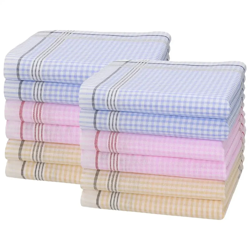 Swan 12 stuks - Dames zakdoeken Vintage Ruit - 02