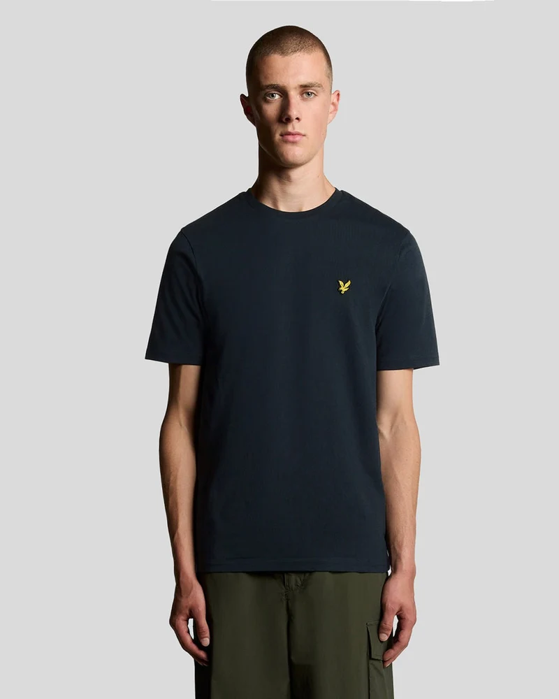 Lyle & Scott Heren katoenen T-shirt met ronde hals | Donkerblauw