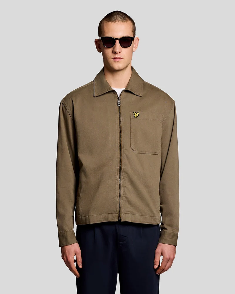 Lyle & Scott Lichtgewicht herenoverhemd met enzymwassing | Khaki Ash