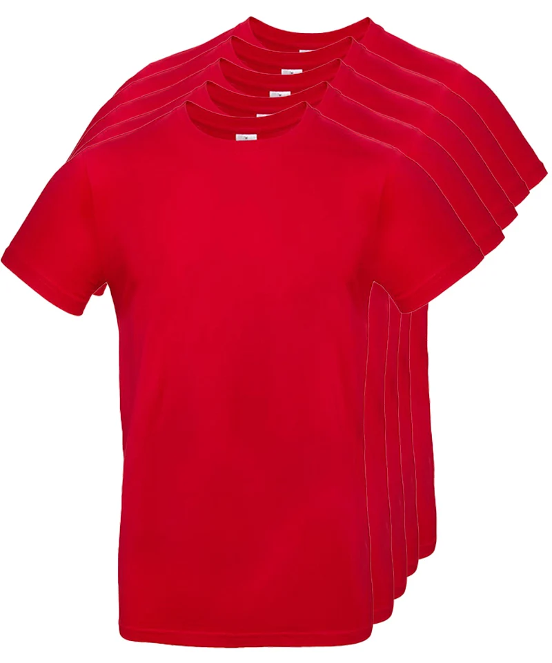 T-shirt pakket katoen 5 pack rood