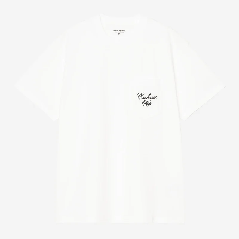 Carhartt WIP Heren T-shirt met lange mouwen en borstzak | Wit Zwart