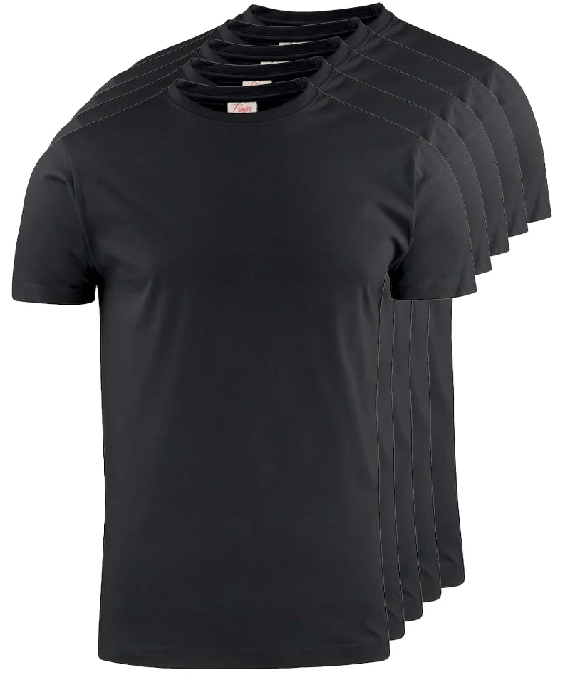 Printer Heavy T-shirt Ronde hals 5 pack