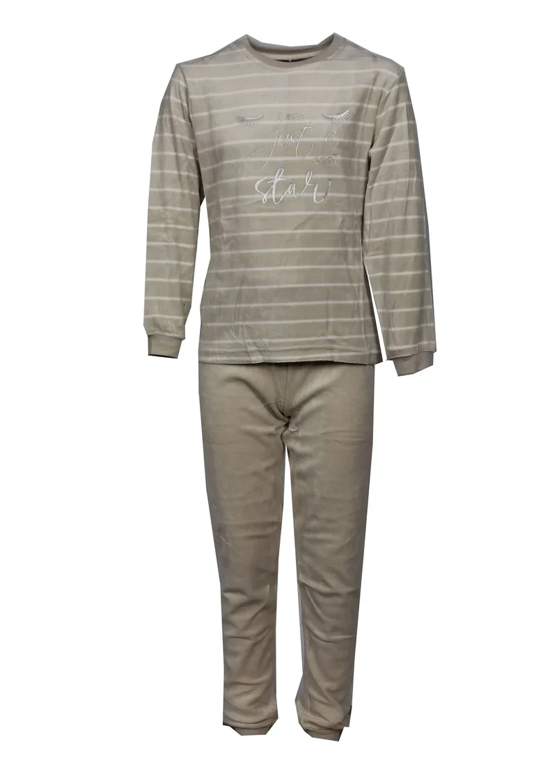 Cocodream velours meisjes pyjama - Cool Star - Creme