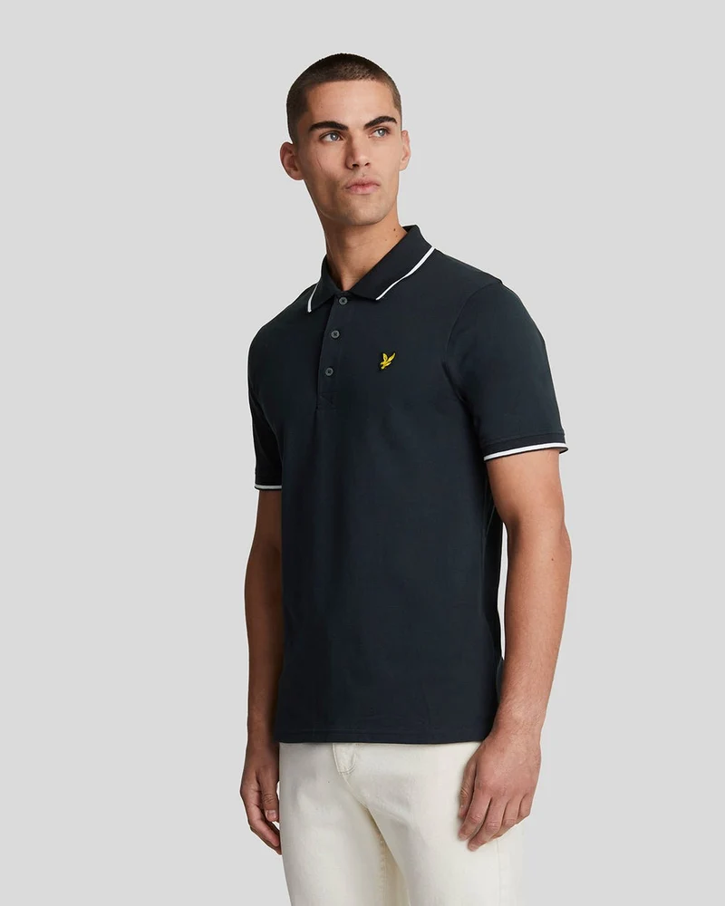 Lyle & Scott Polo shirt met bies voor heren | Donker marineblauw wit
