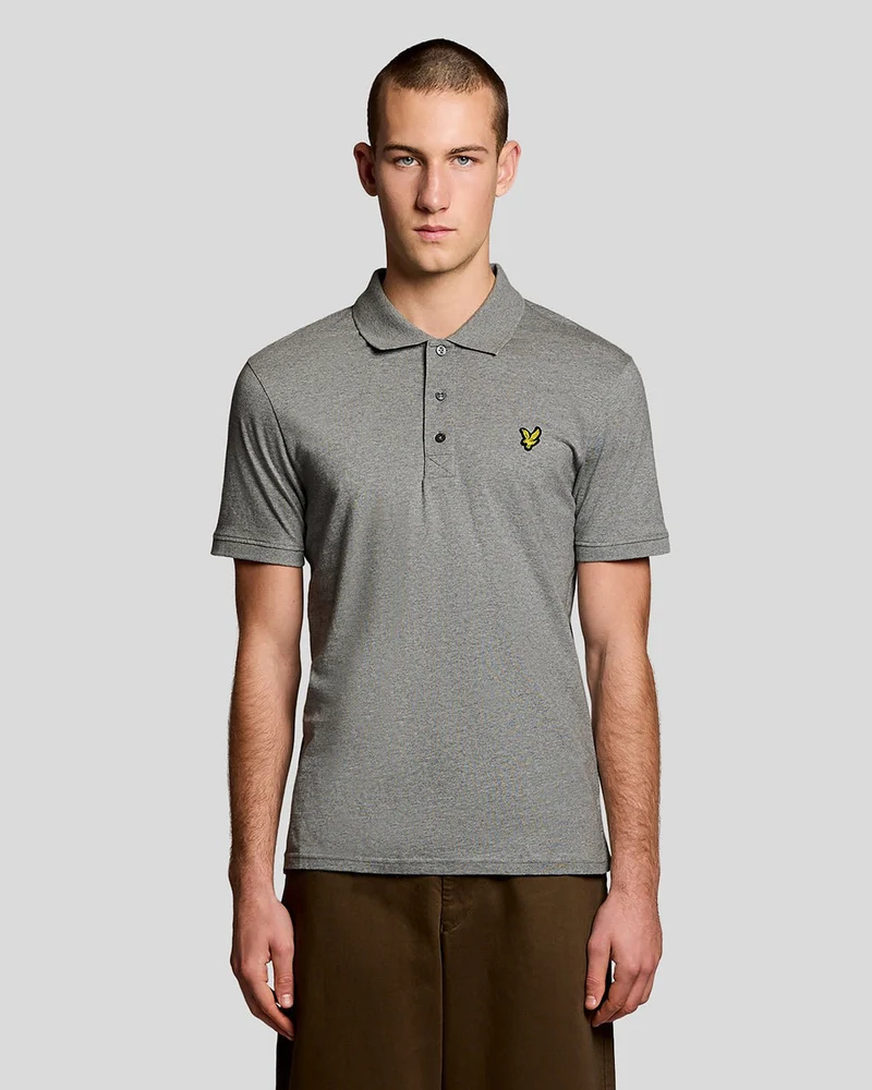 Lyle & Scott Heren poloshirt van katoenen jersey | Middengrijs gemêleerd