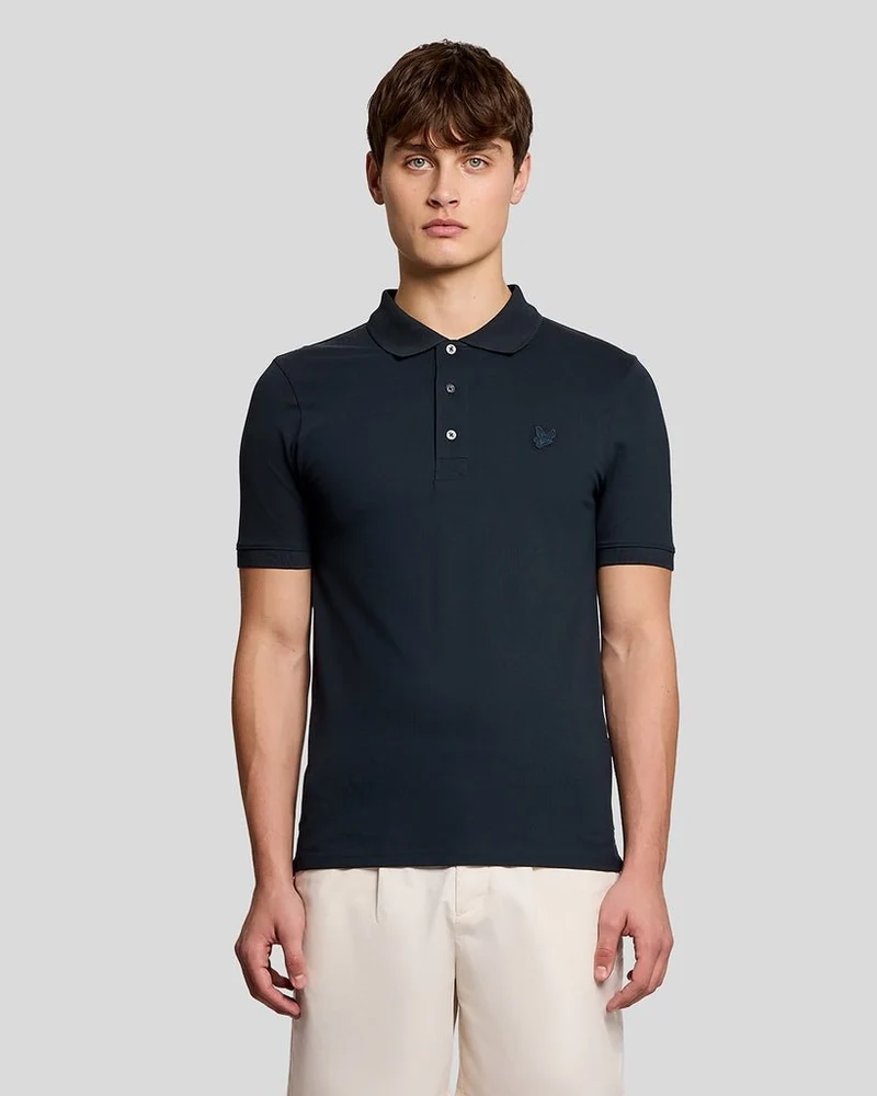 Lyle & Scott Polo shirt voor heren van superfijn katoen | Donkerblauw