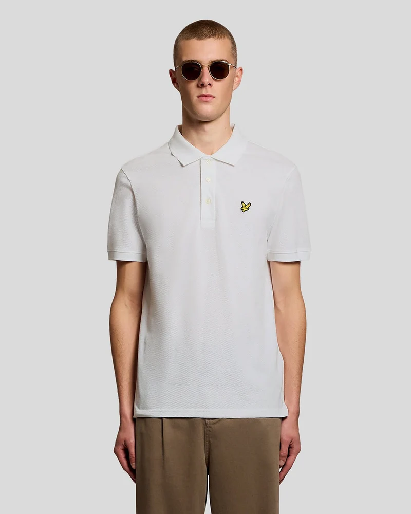 Lyle & Scott Polohemd voor heren met jacquardstructuur | Wit