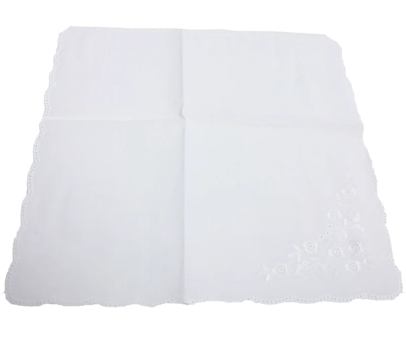 Dames zakdoeken wit 3 stuks - Flower