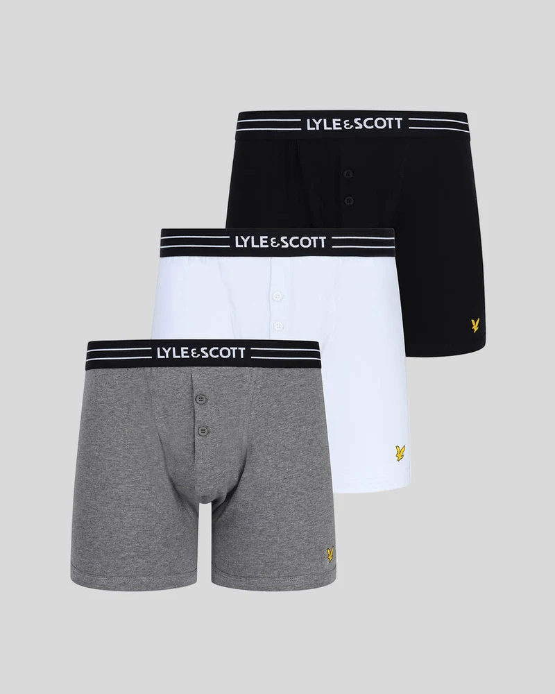 Lyle & Scott Lewis boxershorts met knoopsluiting voor heren | 3-pack | Gemengd