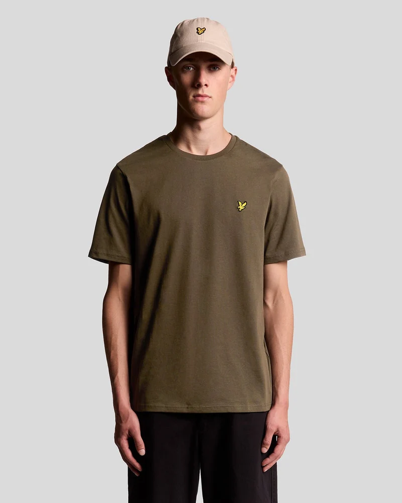 Lyle & Scott Heren katoenen T-shirt met ronde hals | Olijfgroen