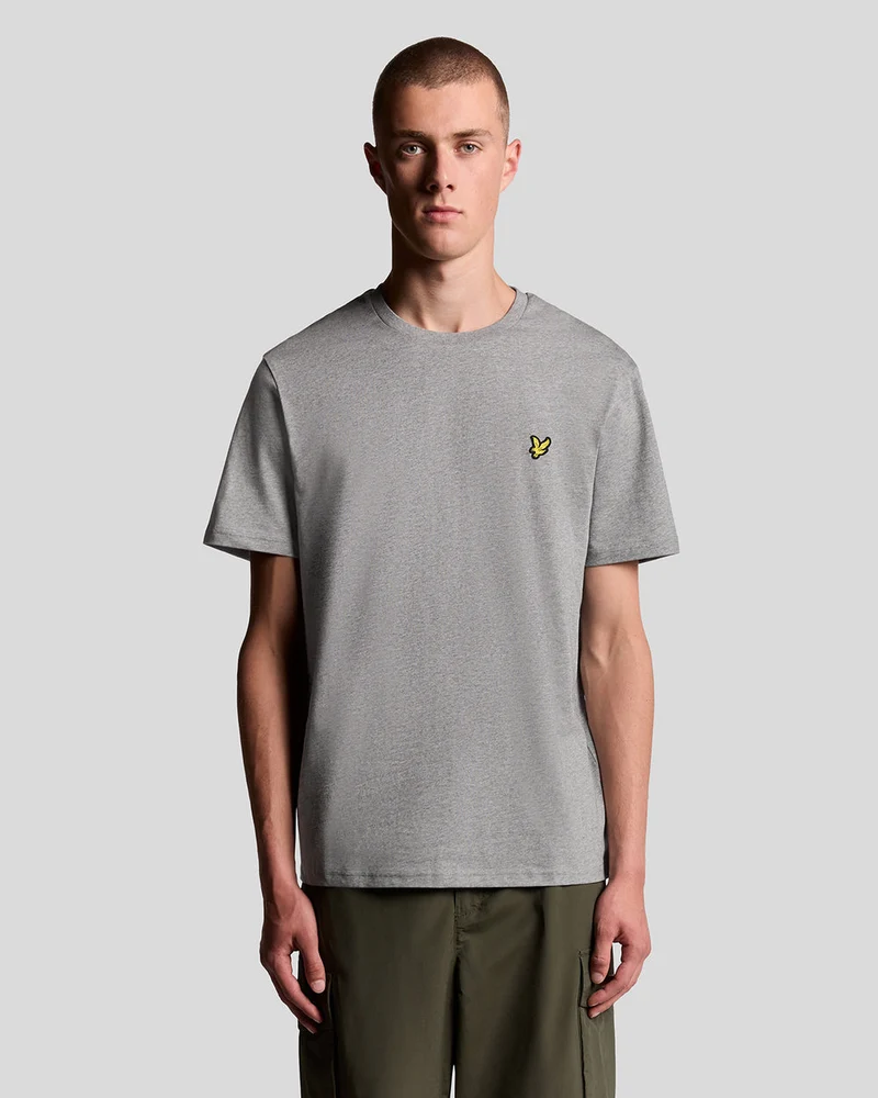 Lyle & Scott Heren katoenen T-shirt met ronde hals | Middengrijs gemêleerd