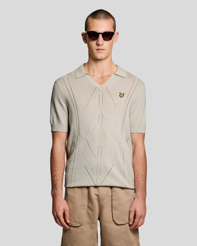 Lyle & Scott Herenpolo met open kraag en argyle-patroon | Cove