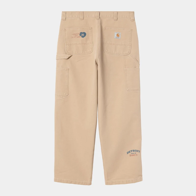 Carhartt WIP Heren OG Single Knee Broek met grafische print | Dusty Hamilton Brown Heavy Stone Wash