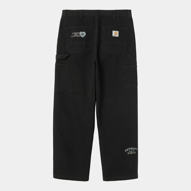 Carhartt WIP Heren OG Single Knee Broek met grafische print | Zwart, zware stonewash