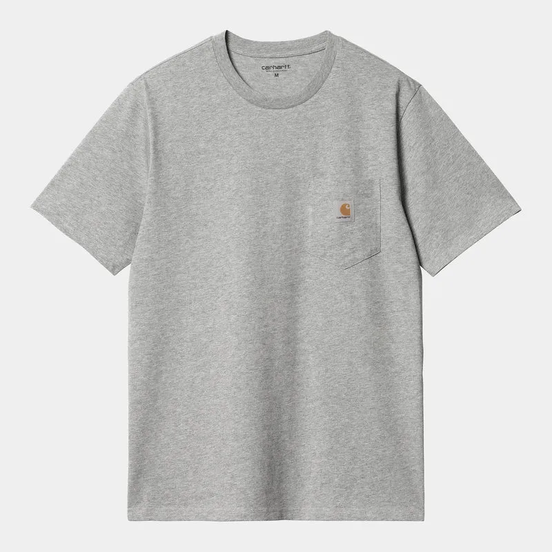 Carhartt WIP Heren T-shirt met zakje | Grijs Heather