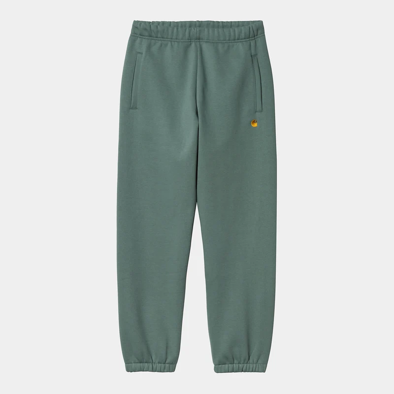 Carhartt WIP Heren Chase Sweat Pant - Zilver Pine / Goud