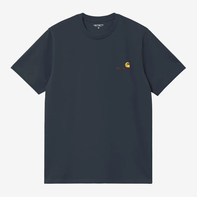 Carhartt WIP Heren T-shirt met korte mouwen American Script T-shirt | Deep Night