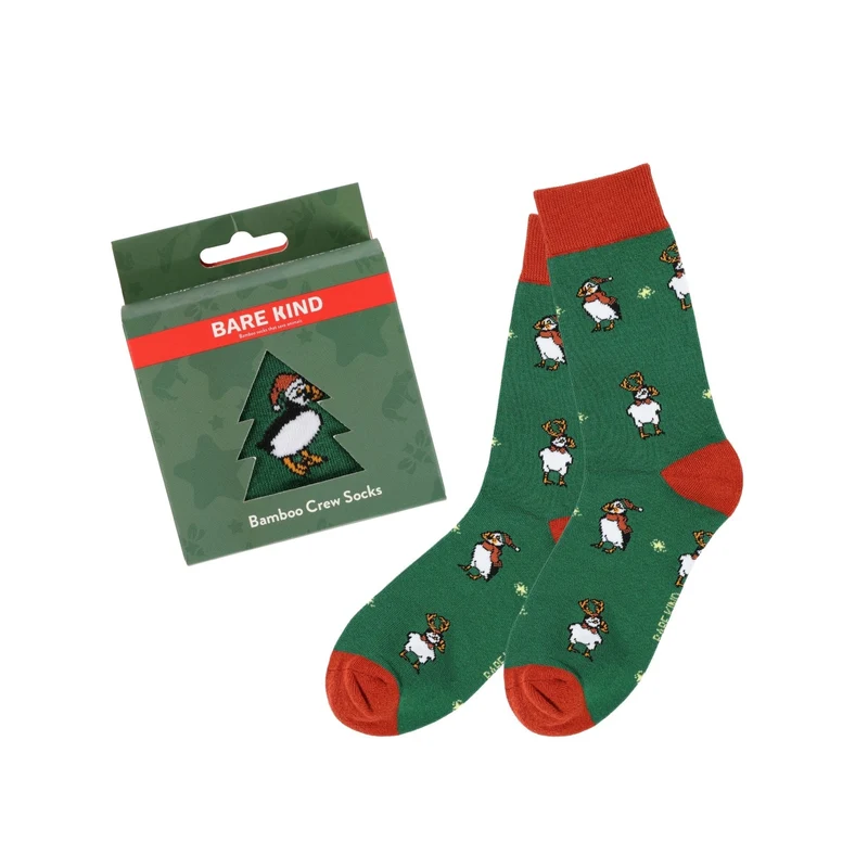 Bare Kind Kerstbal Puffin Bamboe Sokken