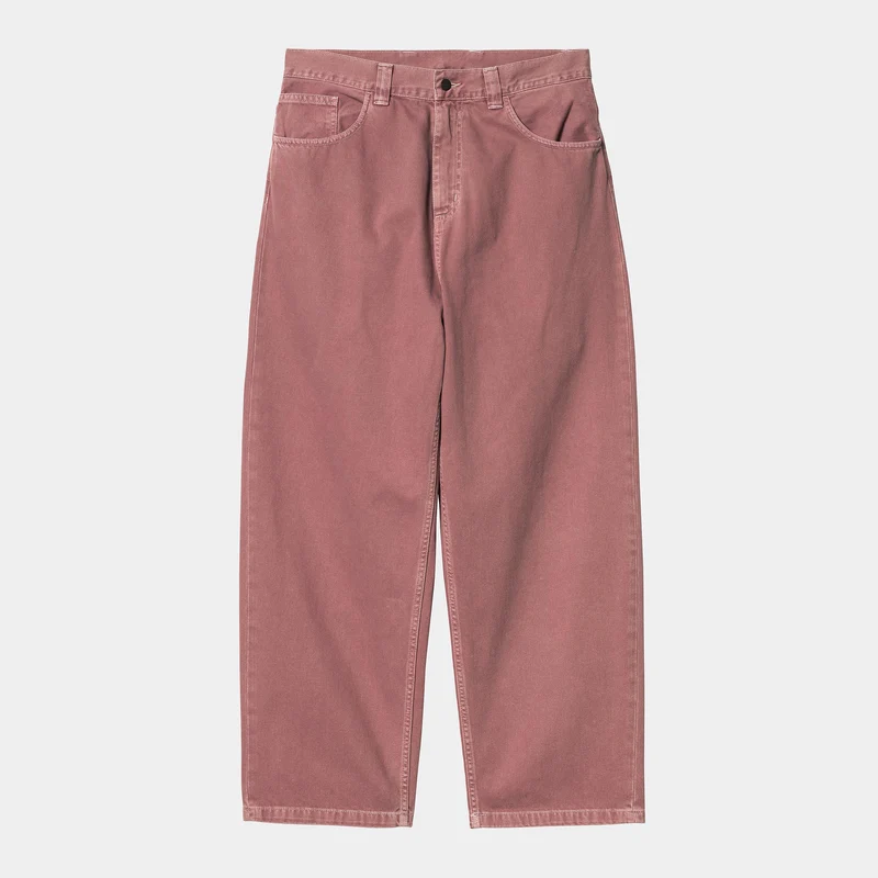 Carhartt WIP HEREN Brandon Clark Twill Pant - Donkerroze steengeverfd