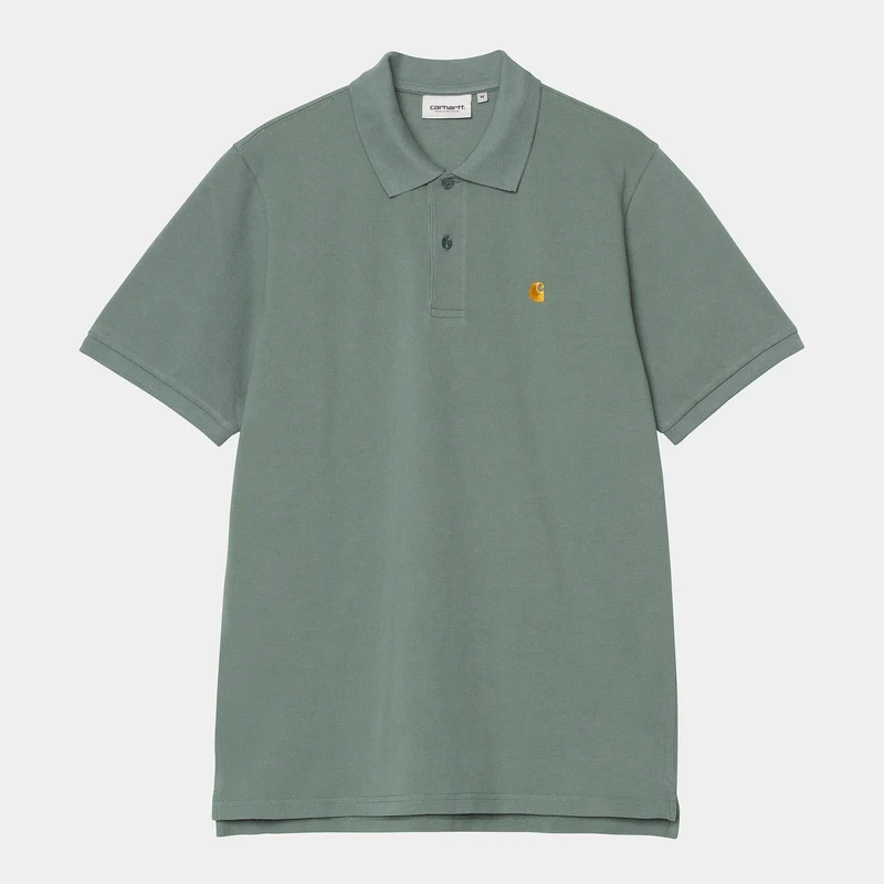 Carhartt WIP Heren Chase Pique Polo Shirt met Korte Mouwen - Zilver Pine
