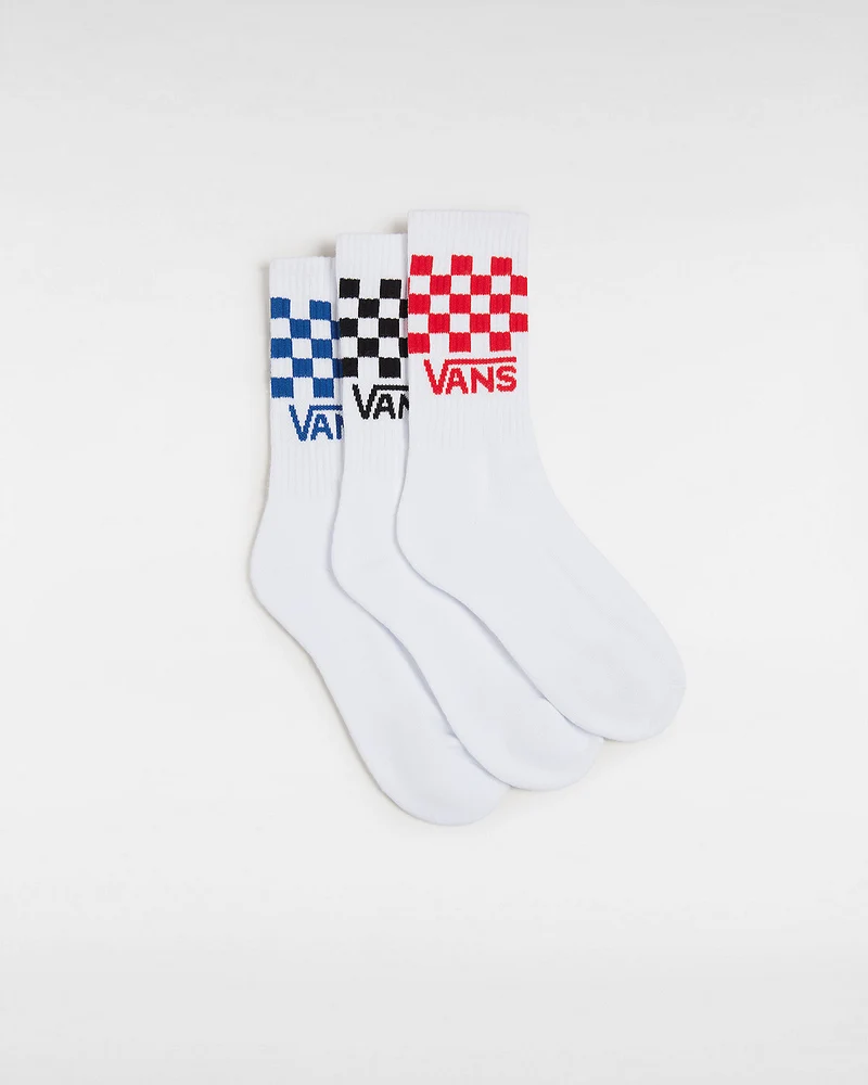 VANS Classic Drop V Check Crew-sokken voor kinderen (3 paar) - Wit